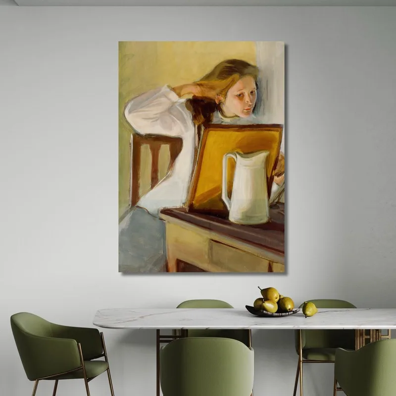 Mädchen Glättet Ihr Haar Magnus Enckell