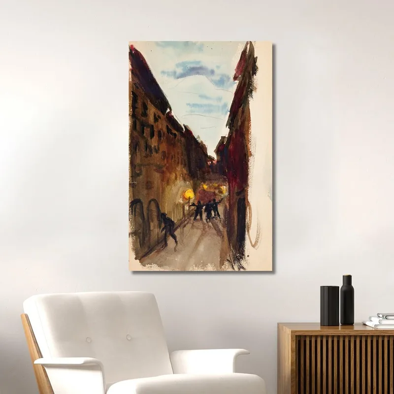 Straße Und Menschen In Der Abenddämmerung Magnus Enckell