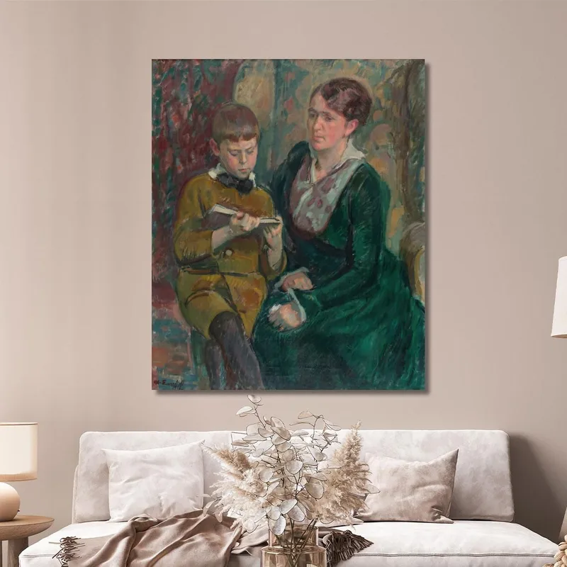 Mme Esther Cederhvarf Avec Son Fils Magnus Enckell