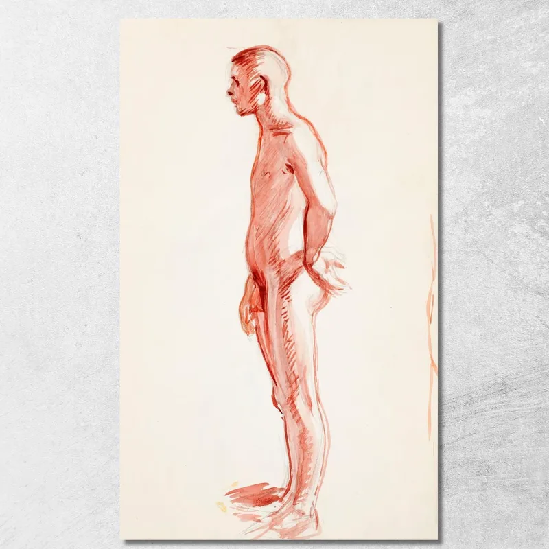 Schizzo Laterale Di Un Uomo Nudo In Piedi Magnus Enckell quadro stampa su tela