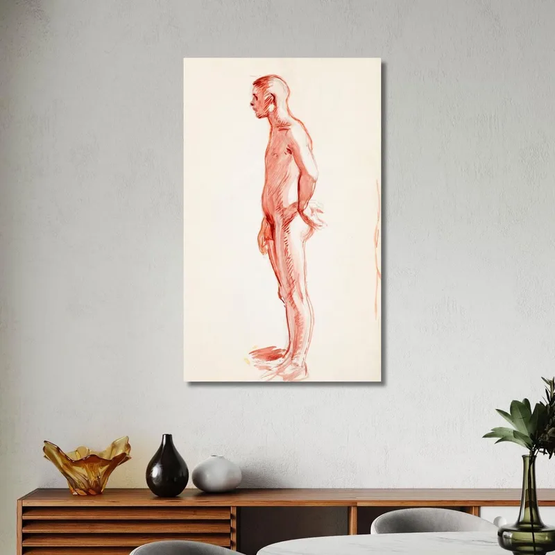 Croquis De Côté D'Homme Nu Debout Magnus Enckell