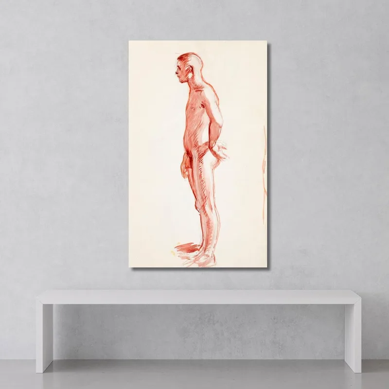 Croquis De Côté D'Homme Nu Debout Magnus Enckell