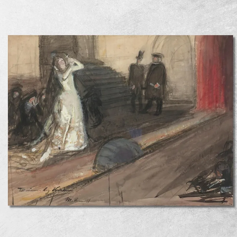 Scena Teatrale Ida Aalberg Nel Ruolo Di Maria Stuart Magnus Enckell quadro stampa su tela