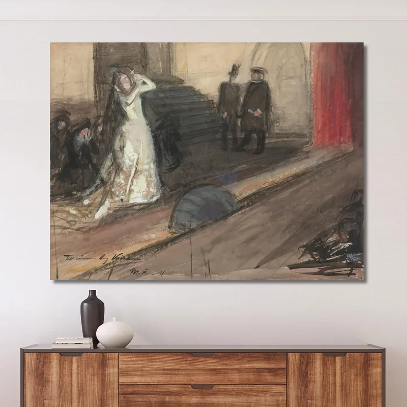 Escena Teatral Ida Aalberg Como Maria Stuart Magnus Enckell