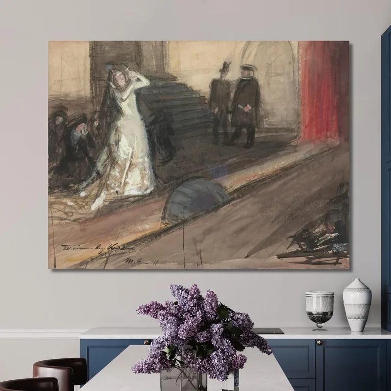 Escena Teatral Ida Aalberg Como Maria Stuart Magnus Enckell