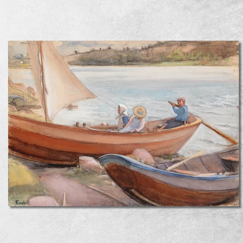 Barche Sulla Spiaggia Magnus Enckell quadro stampa su tela