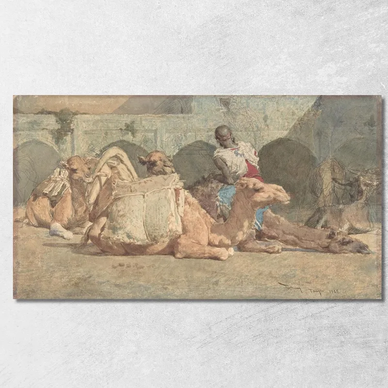 Cammelli A Riposo A Tangeri Mariano Fortuny Marsal quadro stampa su tela