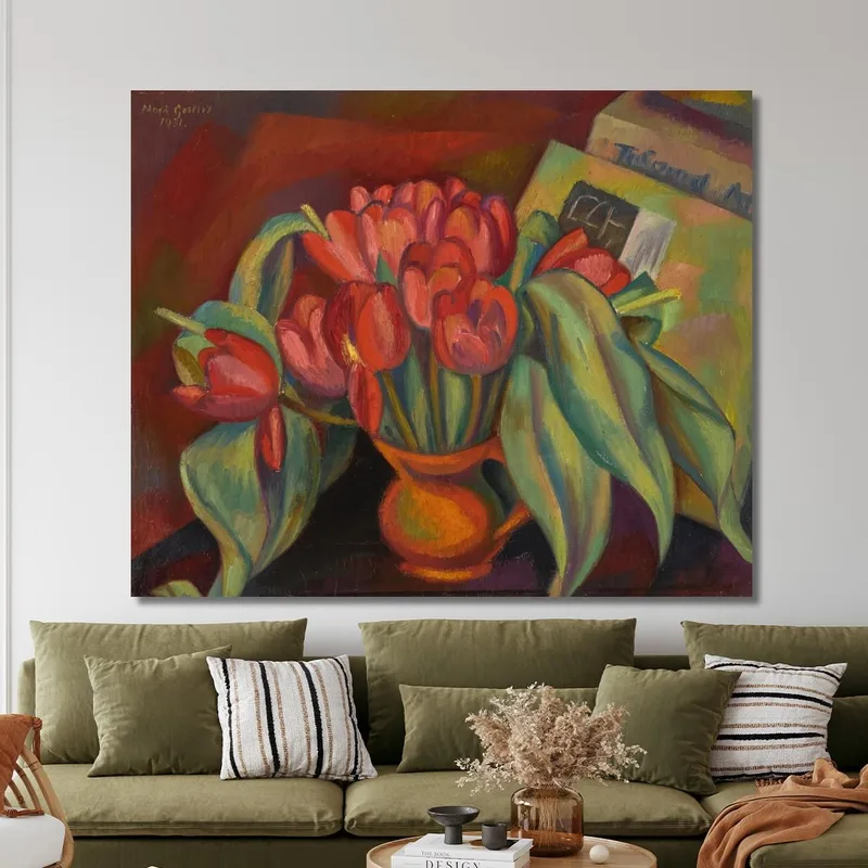 Natura Morta Con Tulipani Rossi Mark Gertler