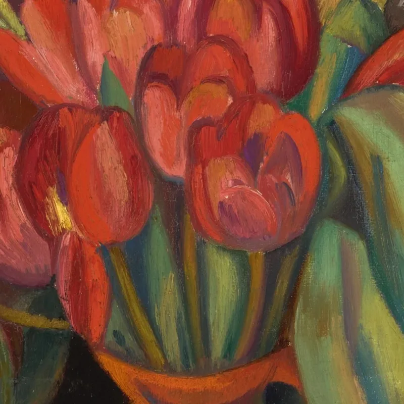 Natura Morta Con Tulipani Rossi Mark Gertler
