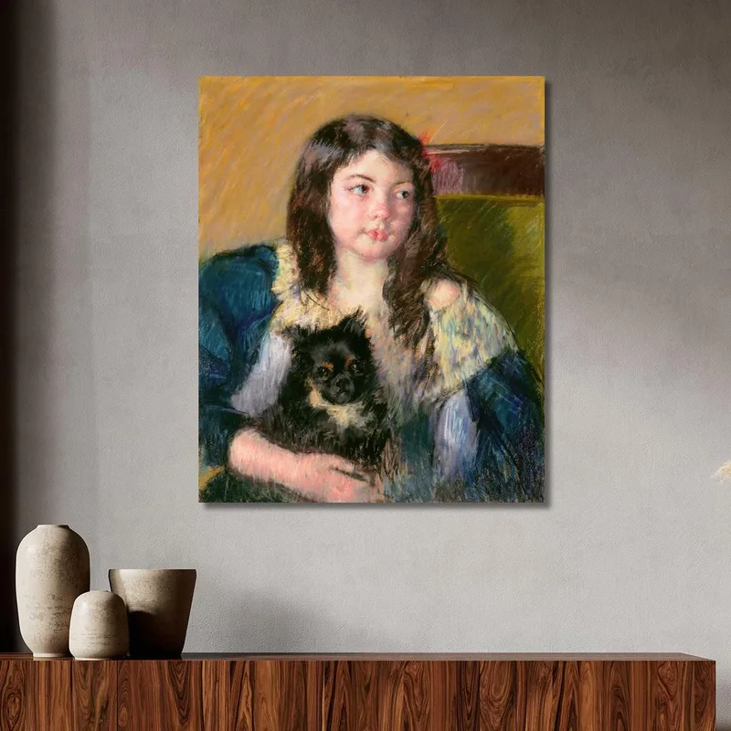 Françoise Tiene In Braccio Un Cagnolino Che Guarda Lontano A Destra Mary Cassatt