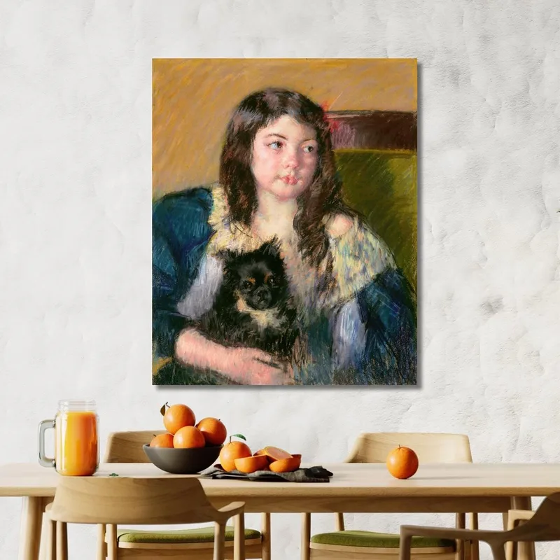Françoise Tiene In Braccio Un Cagnolino Che Guarda Lontano A Destra Mary Cassatt