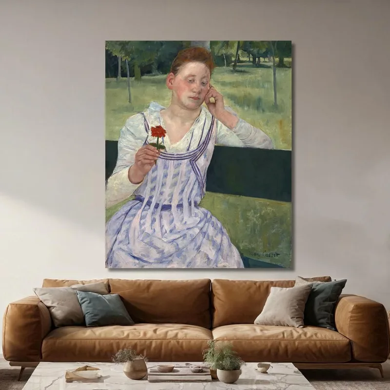 Femme Avec Un Zinnia Rouge Mary Cassatt