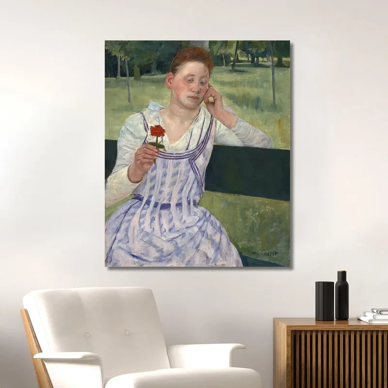 Femme Avec Un Zinnia Rouge Mary Cassatt