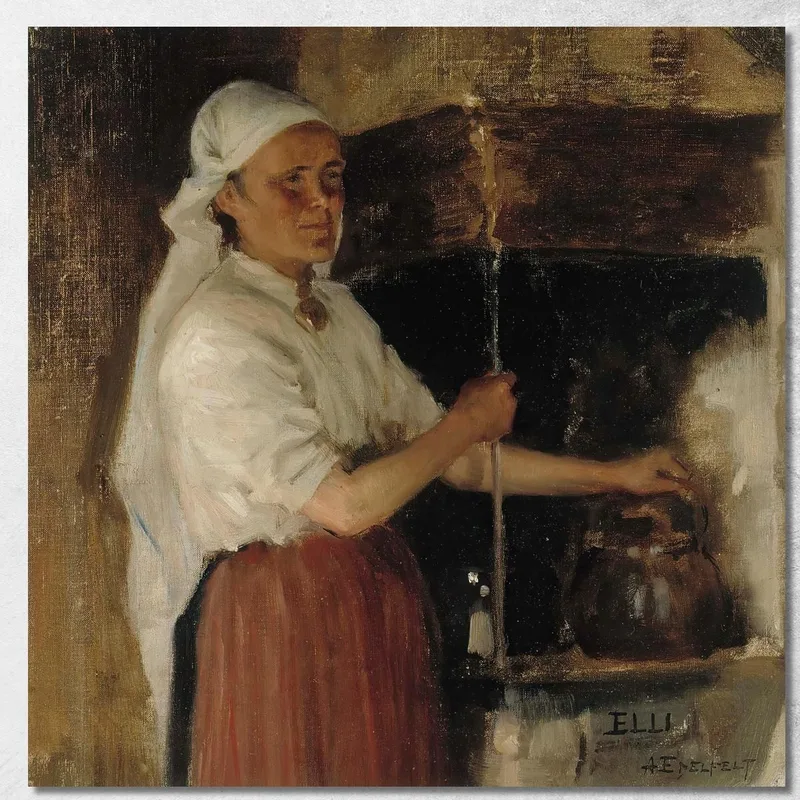 Elli Jäppinen En El Estudio De La Estufa Albert Edelfelt cuadro en lienzo