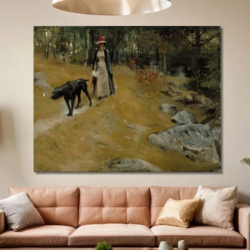 Am Ufer Annie Edelfelt Mit Einem Hund Albert Edelfelt