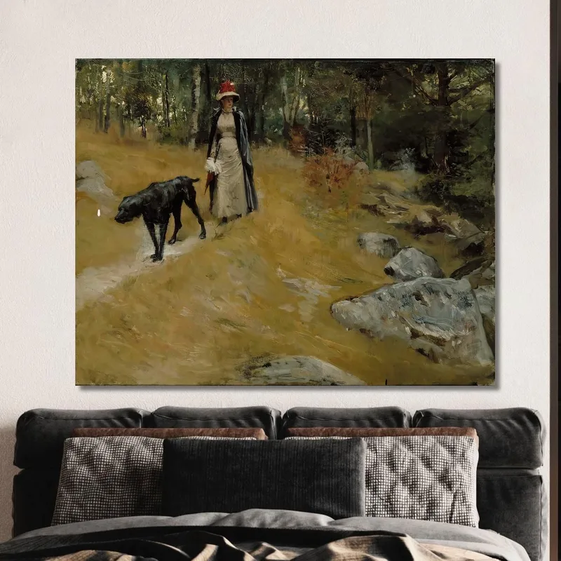 Am Ufer Annie Edelfelt Mit Einem Hund Albert Edelfelt