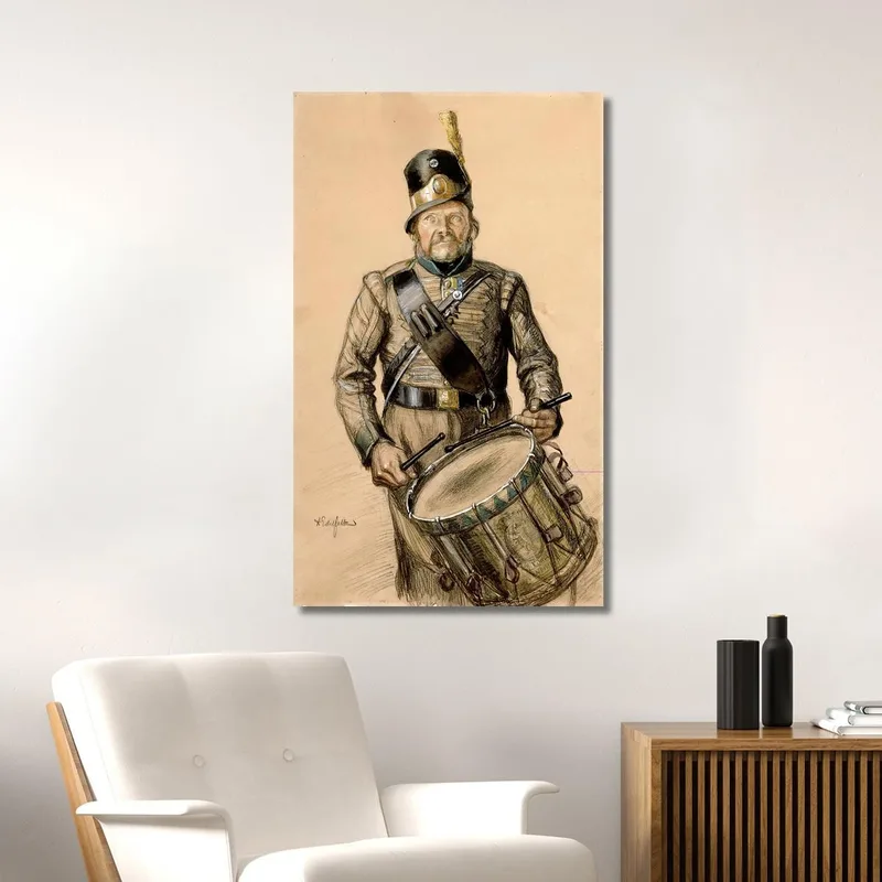 Ilustración De La Historia Del Baterista Nord Vänrikki Taburete Albert Edelfelt