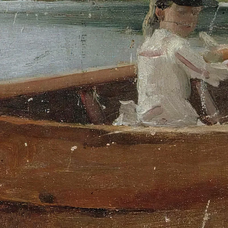 The Artist'S Sister Berta In A Rowing Boat Study Albert Edelfelt