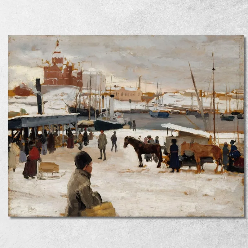 Día De Invierno En La Plaza Del Mercado De Helsinki Albert Edelfelt cuadro en lienzo