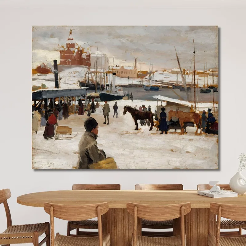 Giorno Invernale Nella Piazza Del Mercato Di Helsinki Albert Edelfelt