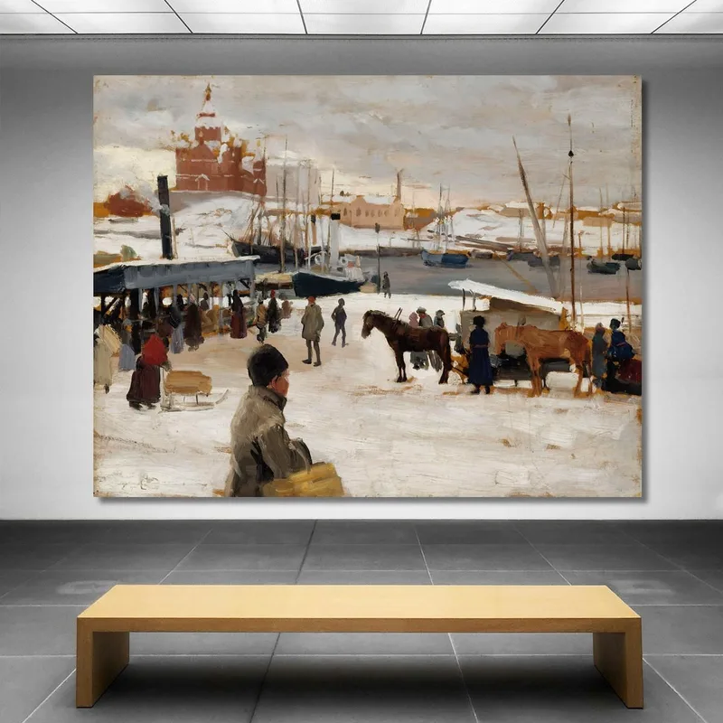 Giorno Invernale Nella Piazza Del Mercato Di Helsinki Albert Edelfelt