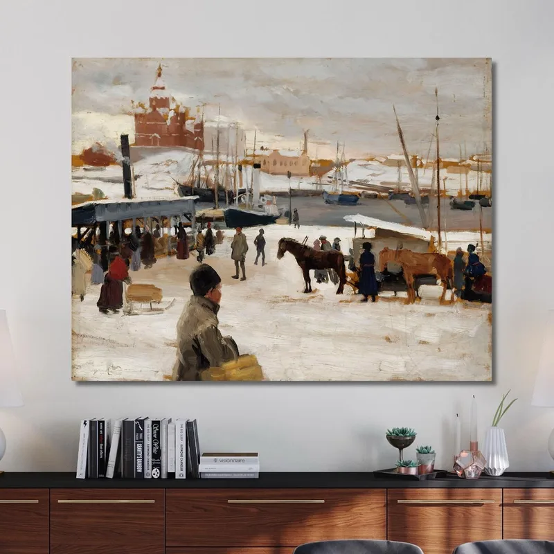 Giorno Invernale Nella Piazza Del Mercato Di Helsinki Albert Edelfelt