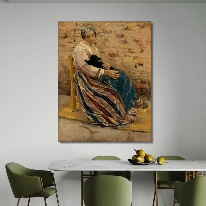 An Old Woman With Cat Max Liebermann