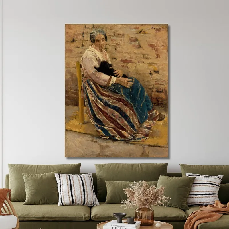 An Old Woman With Cat Max Liebermann