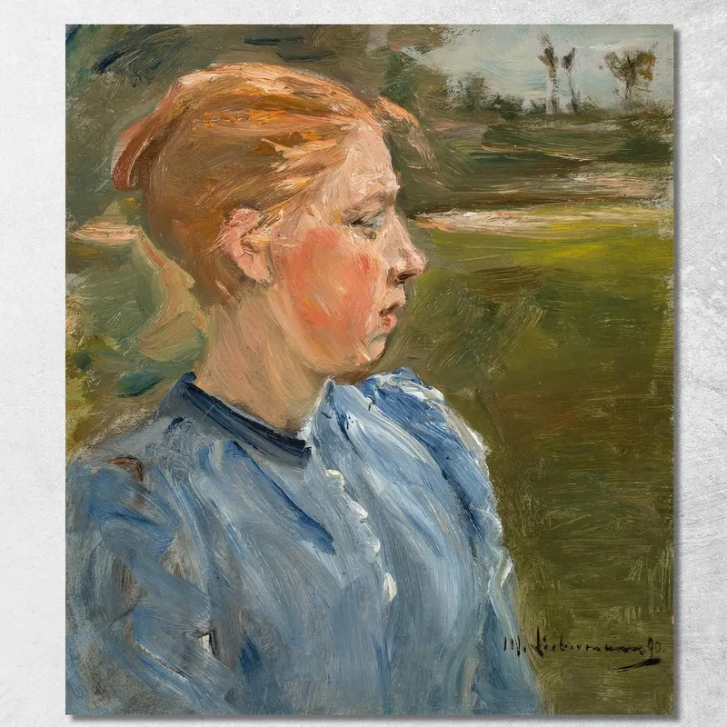 Blue Girl In Landscape Peasant Girl Max Liebermann canvas print