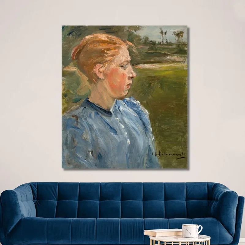 Blue Girl In Landscape Peasant Girl Max Liebermann