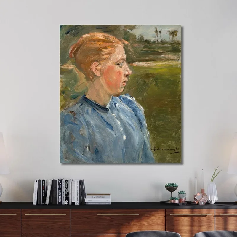 Blue Girl In Landscape Peasant Girl Max Liebermann