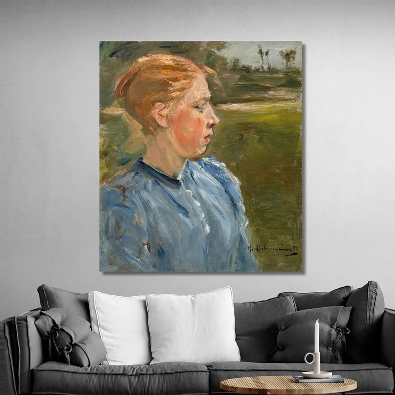 Blue Girl In Landscape Peasant Girl Max Liebermann