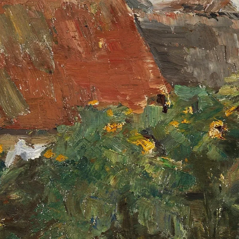 Dorfhäuser Mit Sonnenblumen Max Liebermann