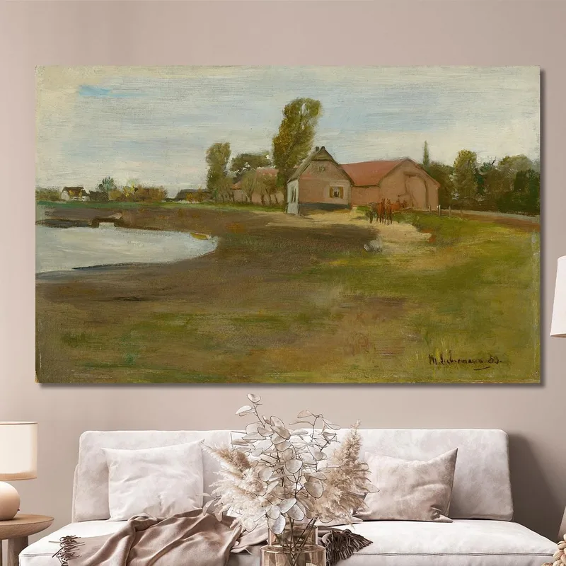 Village Street In Militsch Landscape With Pond Max Liebermann
