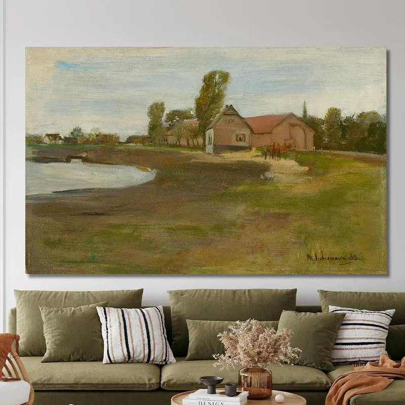 Village Street In Militsch Landscape With Pond Max Liebermann