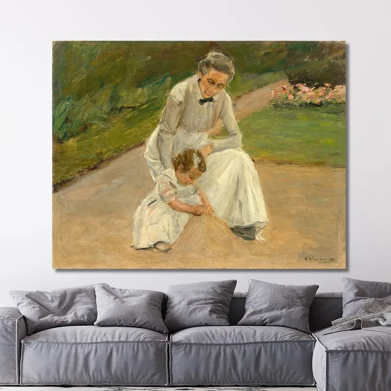 Granddaughter And Nanny Playing In The Garden Max Liebermann