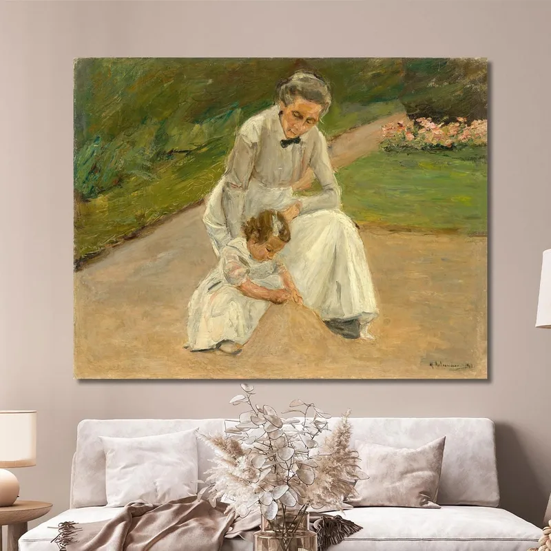 Granddaughter And Nanny Playing In The Garden Max Liebermann
