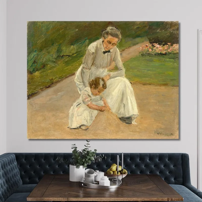 Granddaughter And Nanny Playing In The Garden Max Liebermann