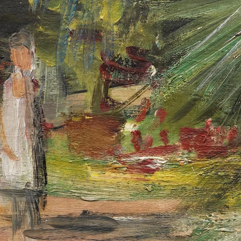 Garden With Palm And Two Female Figures Max Liebermann