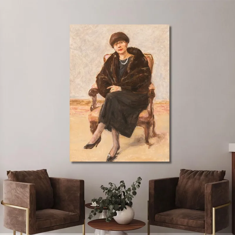 Portrait Of Lola Leder In Fur Coat Sitting Max Liebermann