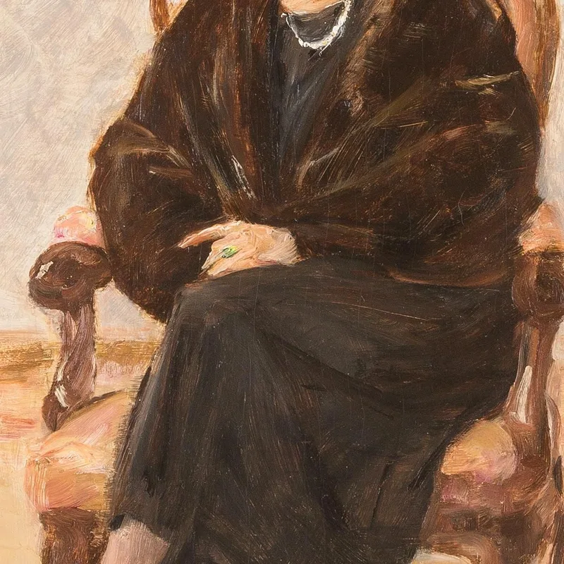 Portrait Of Lola Leder In Fur Coat Sitting Max Liebermann