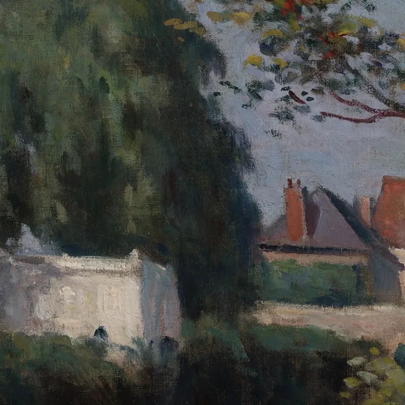Country Scene With Three Houses And Trees Maximilien Luce