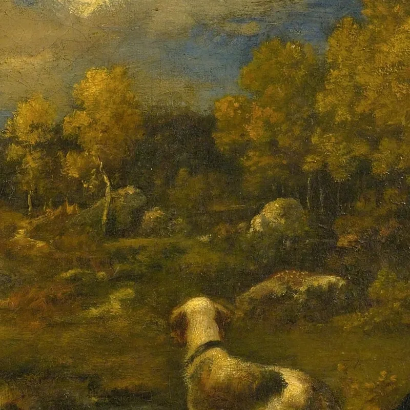 Ragazzo Con I Suoi Cani In Un Bosco Narcisse-Virgile Diaz de La Peña