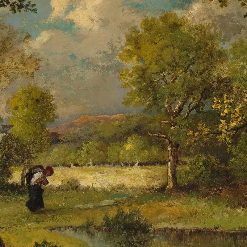 Leñadora Estanque Y Borde Del Claro Narcisse-Virgile Diaz de La Peña