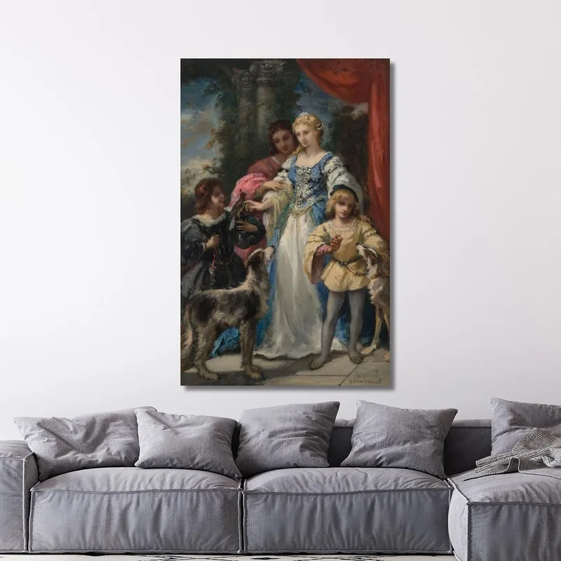 Mujer Con Perros Narcisse-Virgile Diaz de La Peña
