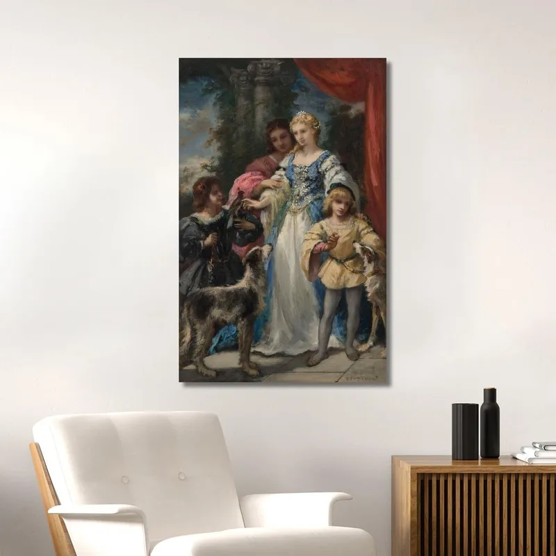 Mujer Con Perros Narcisse-Virgile Diaz de La Peña