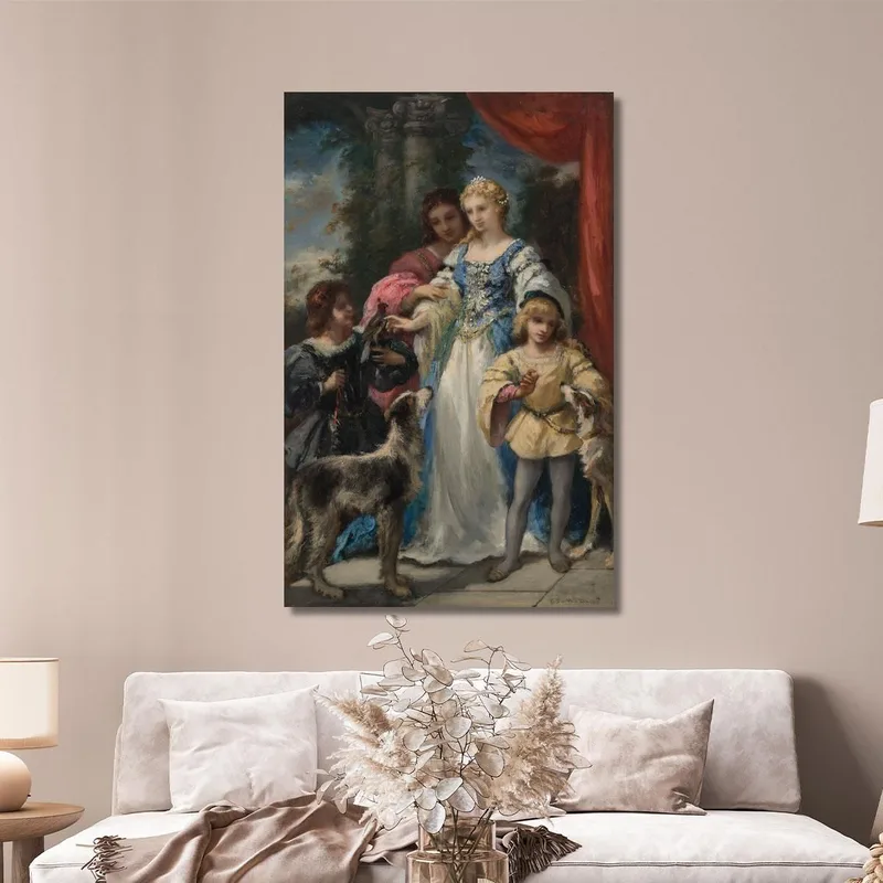 Mujer Con Perros Narcisse-Virgile Diaz de La Peña