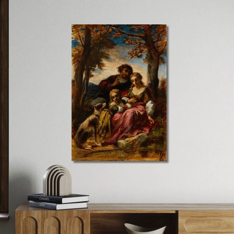 Figuras Y Un Perro En Un Paisaje Narcisse-Virgile Diaz de La Peña