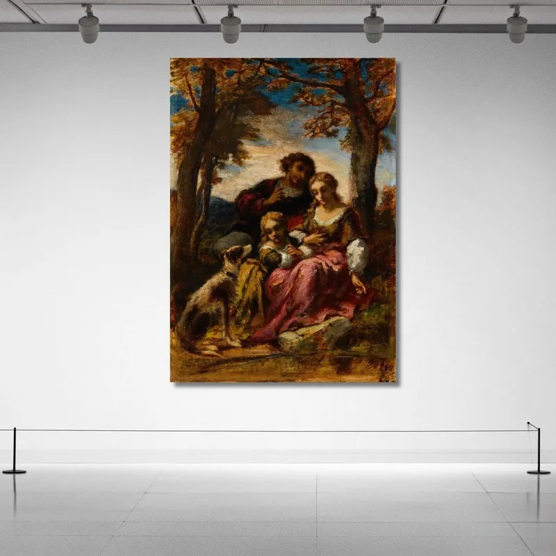 Figuras Y Un Perro En Un Paisaje Narcisse-Virgile Diaz de La Peña
