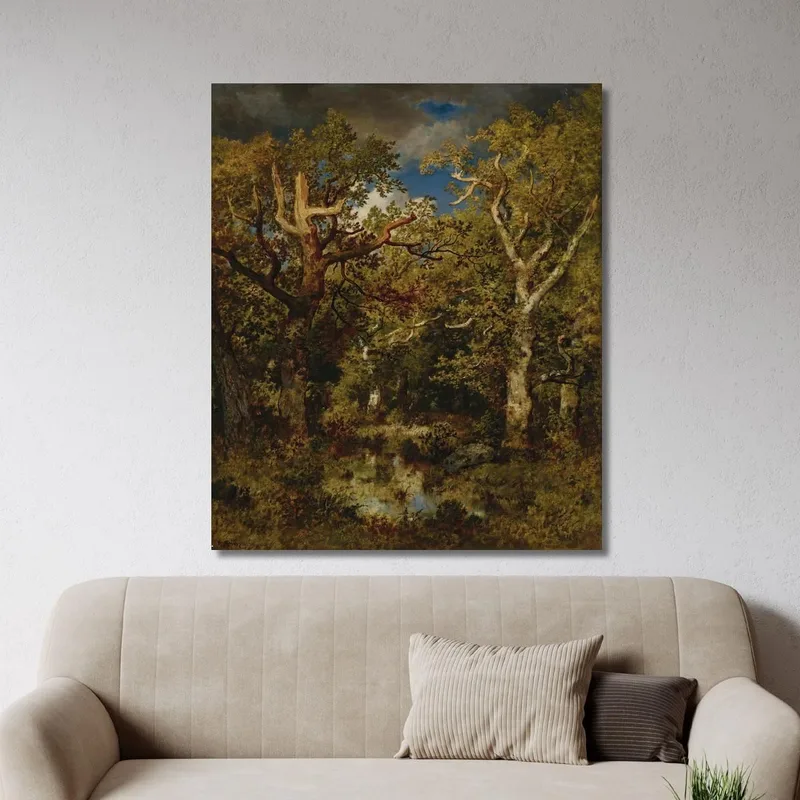 Charca En El Bosque Roble Medio Muerto Narcisse-Virgile Diaz de La Peña